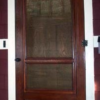 A traditional combination door shown with the screen insert installed milled from C select Douglas Fir
